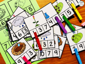 Using Count to Ten Clip Cards with Kindergartners