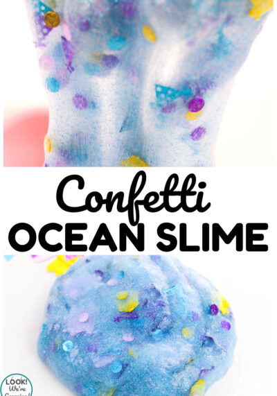 This fun confetti ocean slime recipe is perfect for summer sensory play!