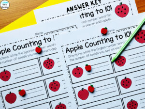 Apple Counting English and Spanish Practice