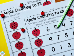 Apple Counting Worksheets for Kindergarten