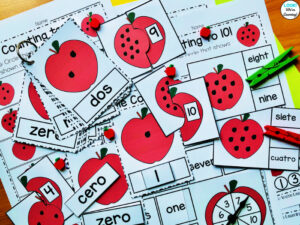 Apple Themed Kindergarten Counting to Ten Math Center