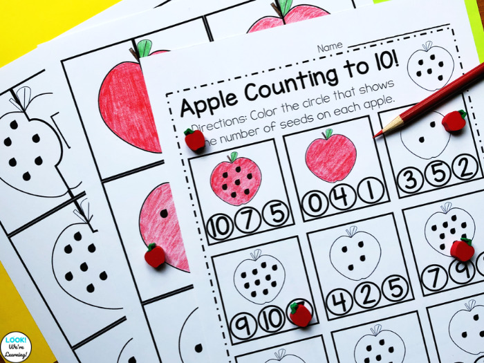 Fall Counting to Ten Math Center for Kids