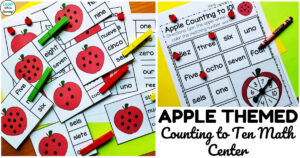 Fun Kindergarten Apple Counting to Ten Math Center