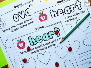 Kindergarten Apple Shape Tracing Worksheets