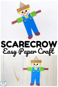 Make this easy paper scarecrow craft with kids during harvest time!