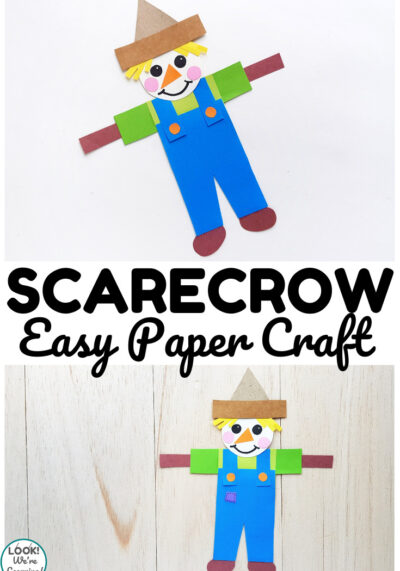 Make this easy paper scarecrow craft with kids during harvest time!