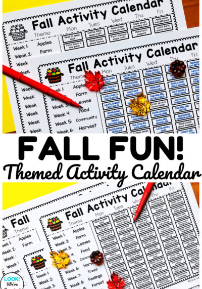 Use this printable preschool fall activity calendar to plan an entire season of ideas for early learners!