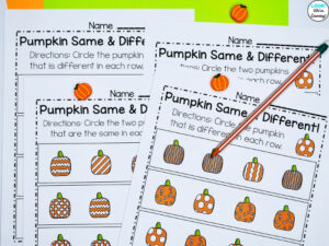 Fall Themed Same and Different Activity