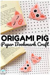 Make this fun and easy origami pig bookmark craft as a fall art project!