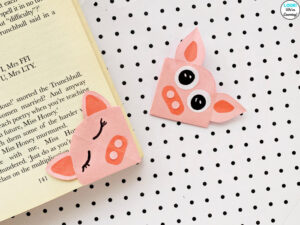 Origami Pig Bookmark Craft for Kids