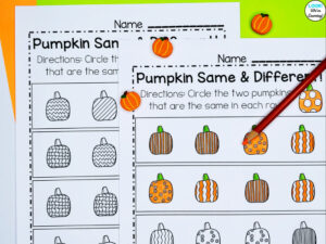 Printable Pumpkin Themed Visual Discrimination Activity