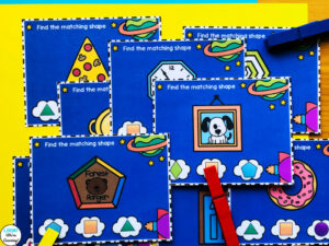 Space Kindergarten Center Shape Activity Cards