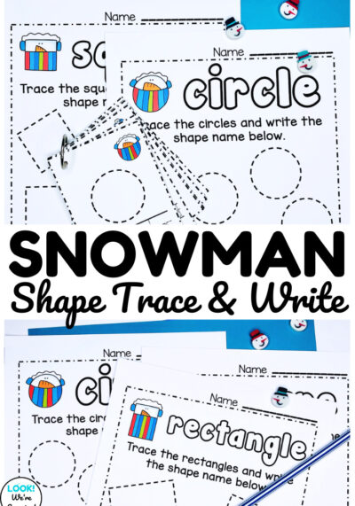 Use these fun snowman shape tracing worksheets to help early learners practice forming plane shapes!