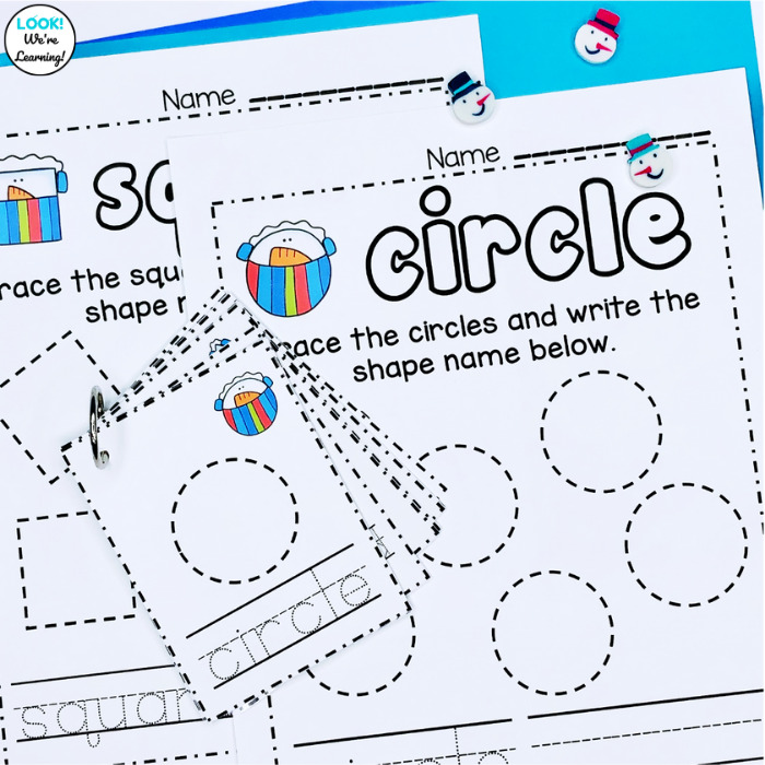 Winter Themed Shape Tracing Lesson for Kids