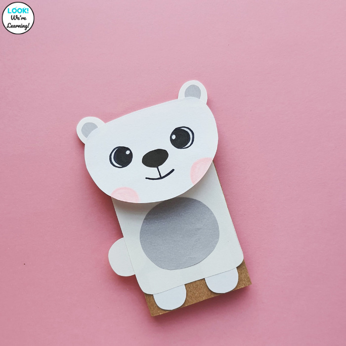 Easy Polar Bear Paper Bag Puppet - Look! We're Learning!