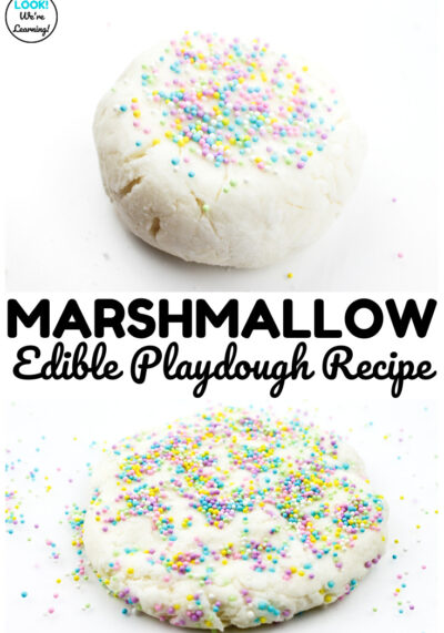 Have some sweet sensory fun with this easy marshmallow edible playdough recipe for kids!