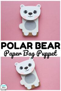 This easy polar bear paper bag puppet is a fun winter craft to make with kids!