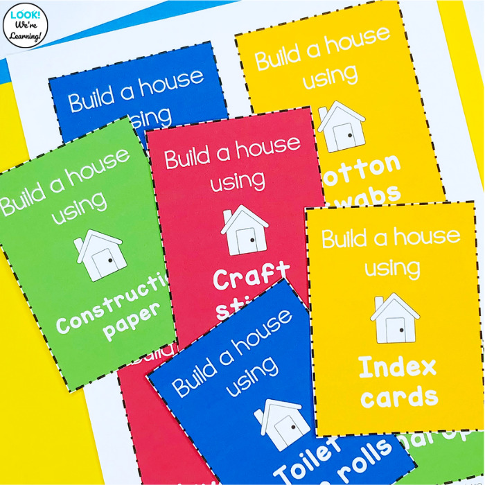 Design a House STEM Challenge Cards for Kids