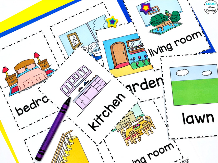 English House Vocabulary Flashcards for Kids