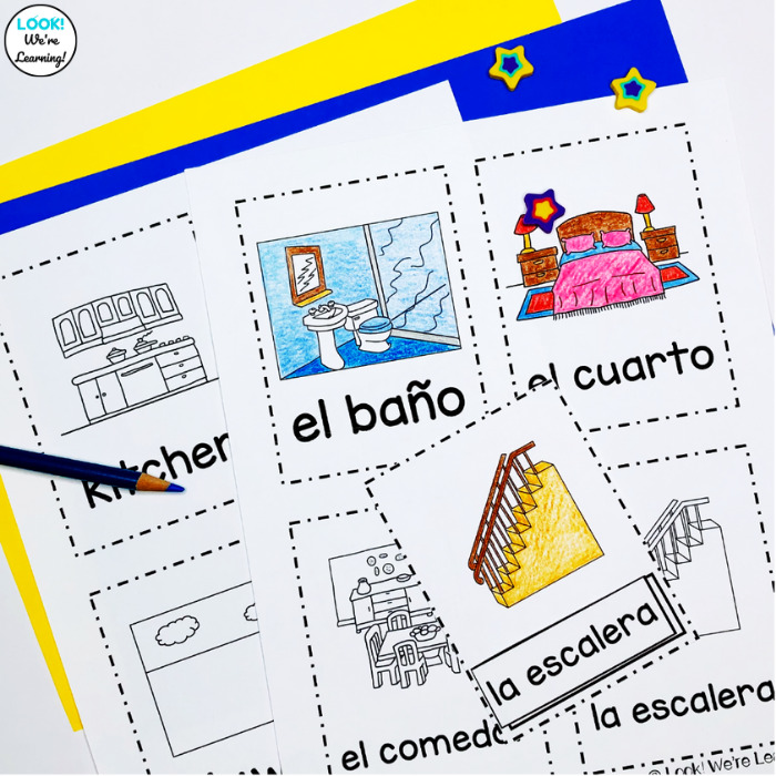 English and Spanish House Vocabulary Flashcards
