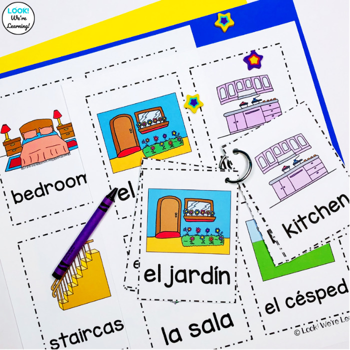 English and Spanish Parts of the House Flashcards
