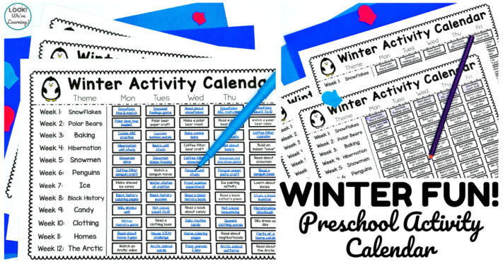 Fun Preschool Winter Activity Calendar for Kids