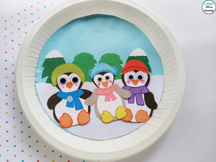 Making a Penguin Family Paper Plate Craft