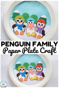 This easy penguin family paper plate craft is such a cute winter craft to make with kids!