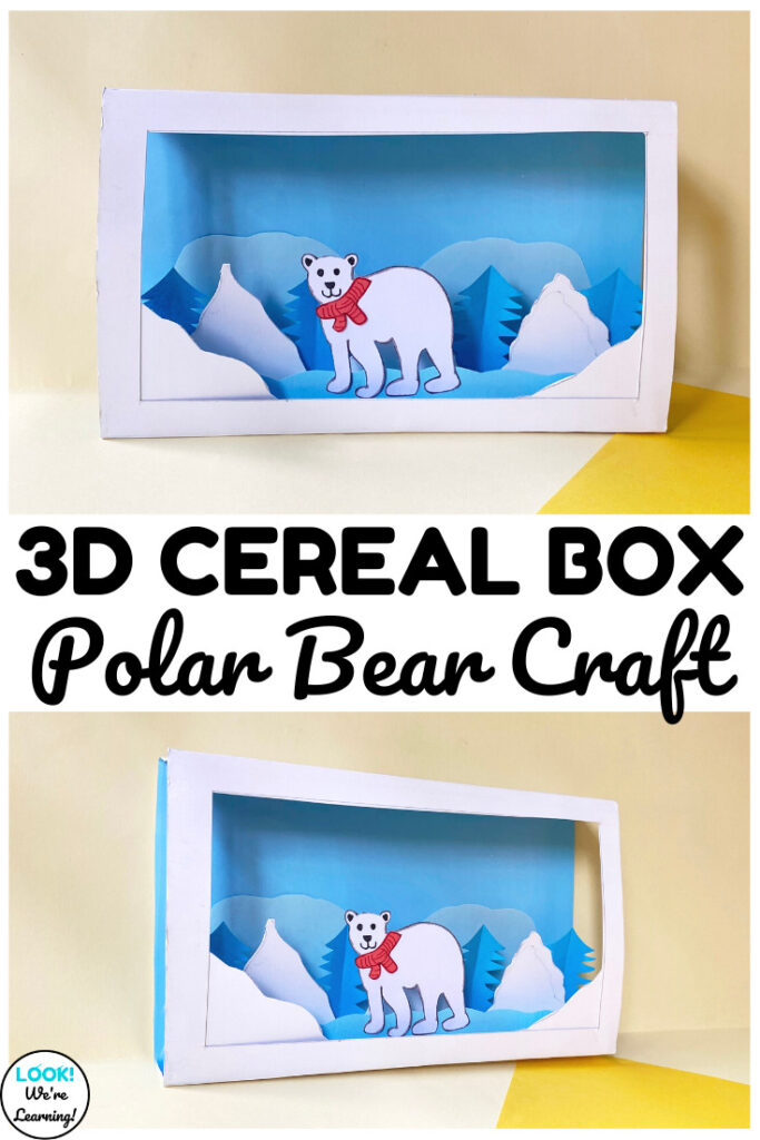 This fun 3D cereal box polar bear craft is an awesome winter art project for kids to make!