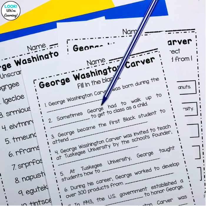 George Washington Carver History Lesson for Elementary