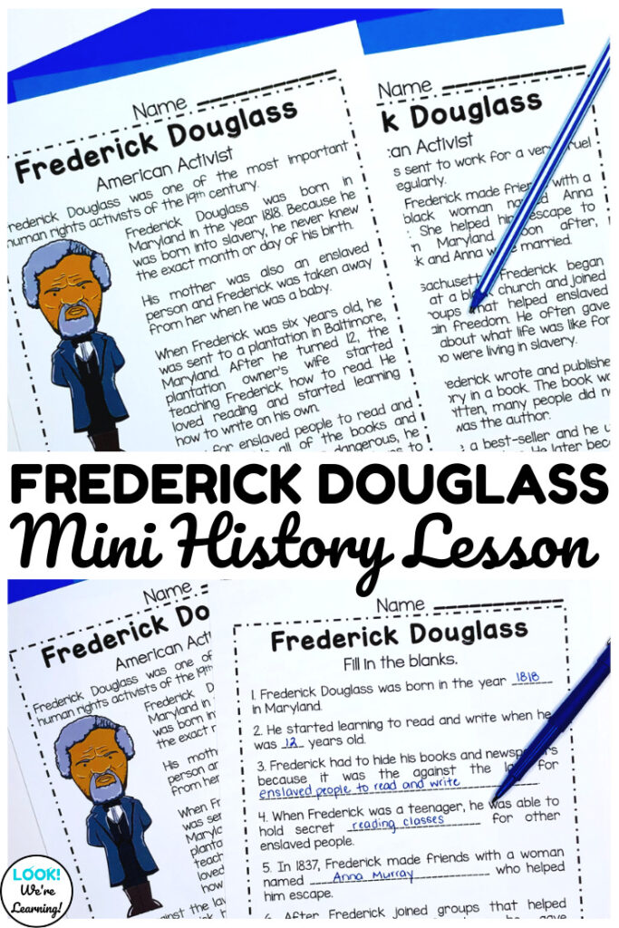 Learn about the life and legacy of Frederick Douglass with this printable elementary Frederick Douglass history lesson!