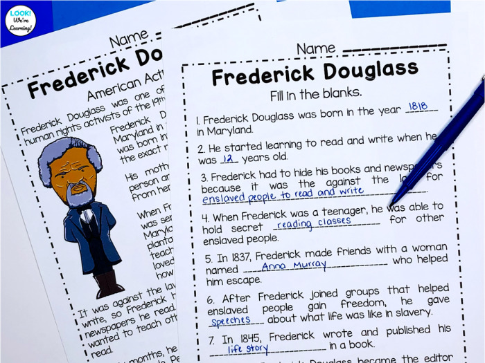 Printable Elementary Frederick Douglass History Lesson