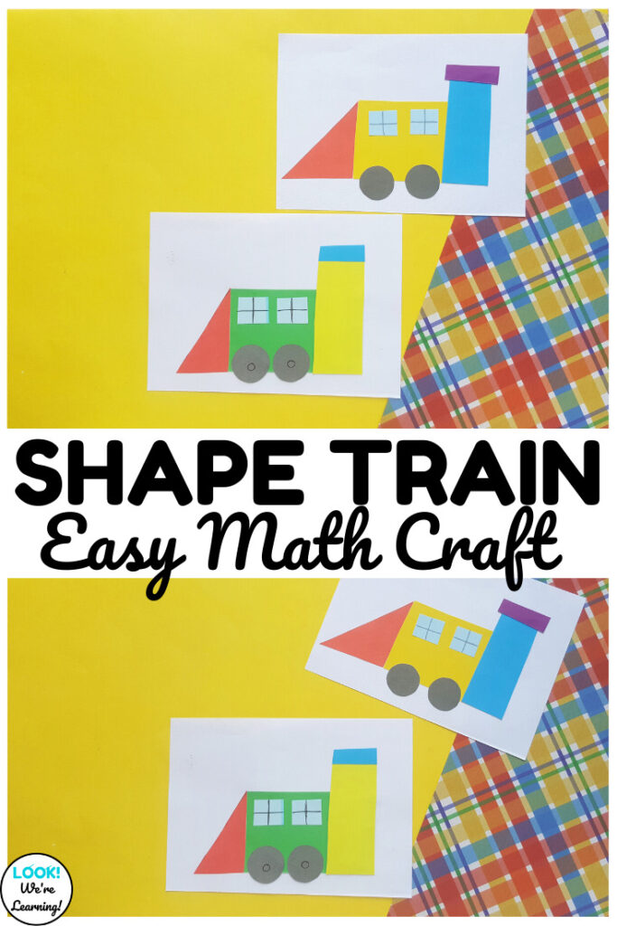Get some early math practice with little ones and make this simple shape train craft!