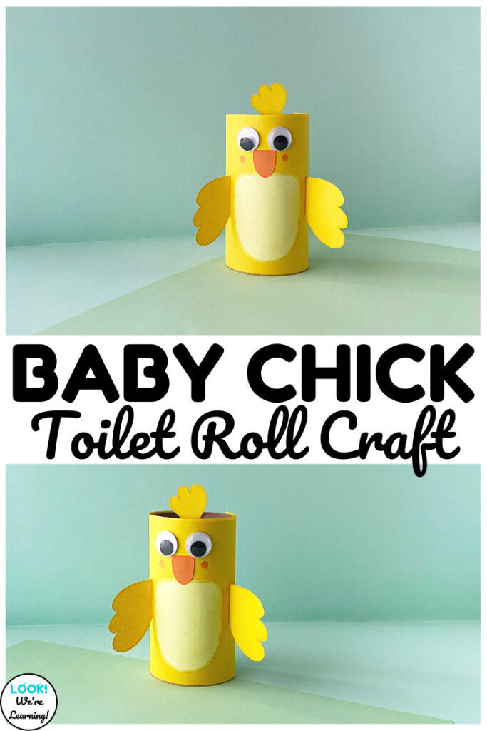 Make this easy toilet paper roll chick craft with kids this spring!