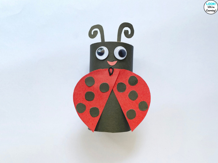 Smiling Ladybug Craft with a Toilet Paper Roll