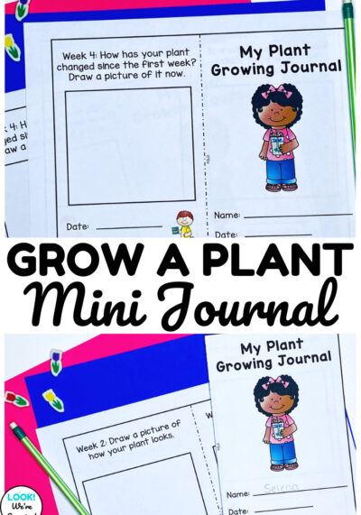 Use this printable plant growing journal to help early learners document the ways plants grow at home or in the classroom!
