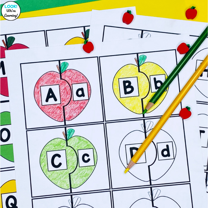 Printable Apple Letter Puzzles for Kids
