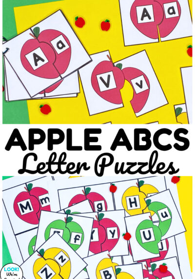 These apple letter matching puzzles are so fun for helping early learners build literacy skills!