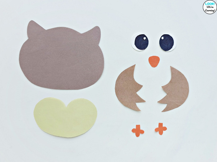 Paper Bag Owl Template Pieces