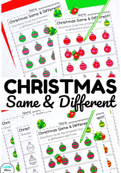 Use these Christmas same and different worksheets to practice visual discrimination with early learners this holiday season!